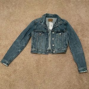 American Eagle cropped XS blue denim jacket NWT